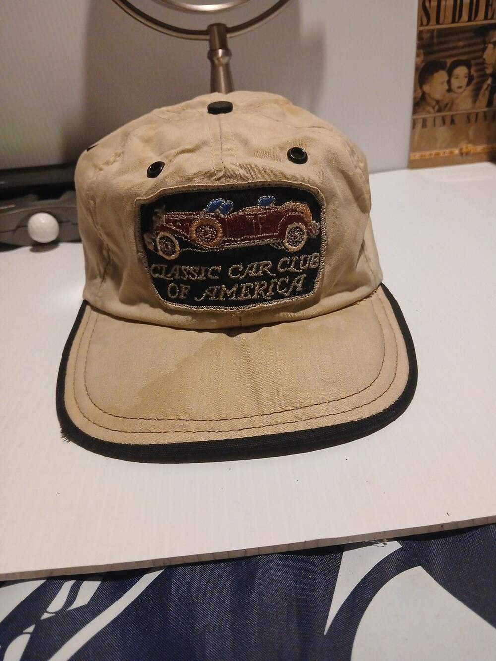 Classic Car Club Of America Hat Adjustable Beige Vintage Car Club